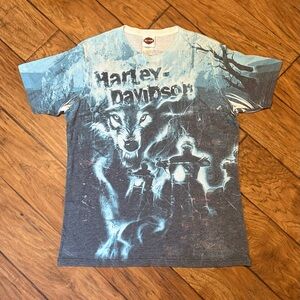 Harley Davidson Mens Sz XL Wolf Face Wrap Around All Over Graphic SOUTHAVEN, MS
